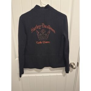 Harley Davidson‎ Women's Black Cycle Queen Wool Zip Up Jacket Size Large